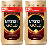 Кофе растворимый Nescafe Gold м/у с добавлением молотого 900 г 2 штуки