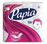 Туалетная бумага Папия белая 3-слойная 32 шт