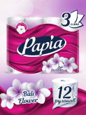 Туалетная бумага Papia Балийский цветок 3-слойная 12 шт