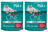 Набор 2х750 г Сухой корм для взрослых кошек с высоким содержанием говядины и цельными злаками